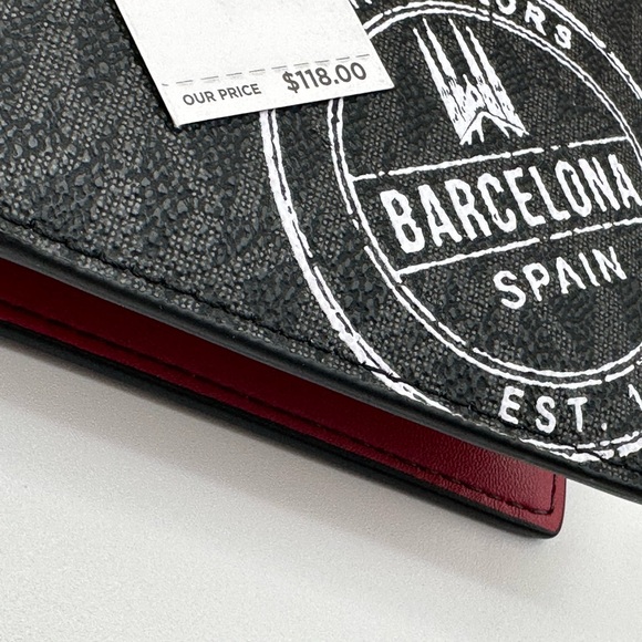 Michael Kors Men’s  Monogram Barcelona Billfold Wallet Black Scarlet - Picture 13 of 13